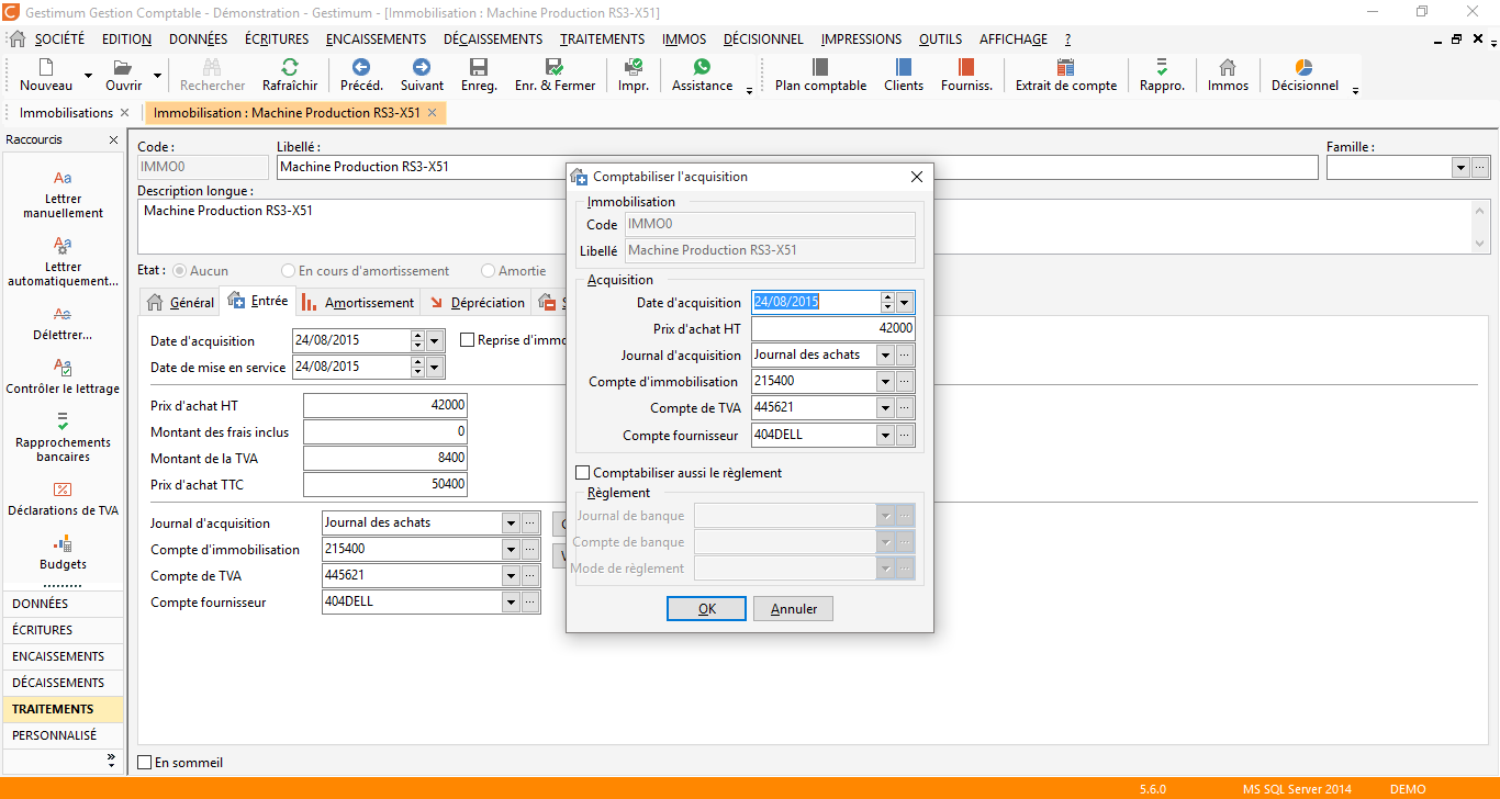 Gestion des immobilisations : Comptabiliser l'acquisition