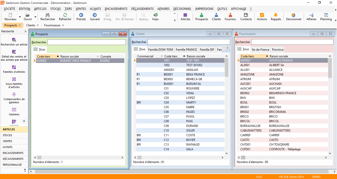 Logiciel ERP : Les tiers : prospects, clients, fournisseurs