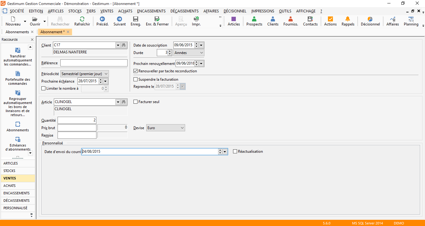 Logiciel de gestion commerciale : La gestion des abonnements