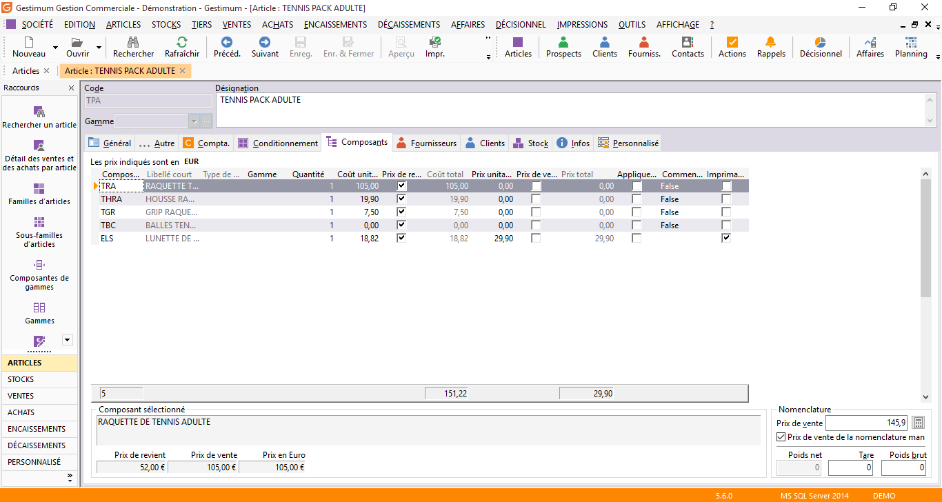 Logiciel de Gestion Commerciale : Les composants des nomenclatures et des gammes