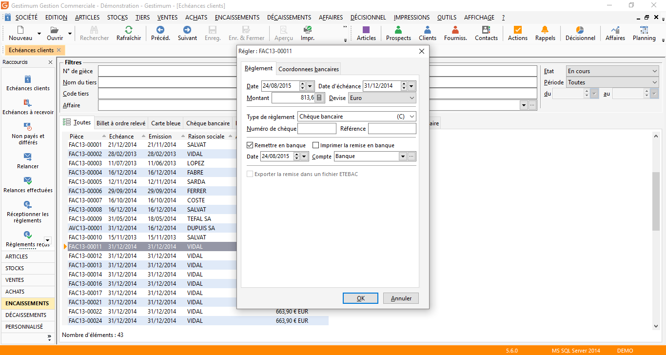 Logiciel de gestion commerciale : Les règlements