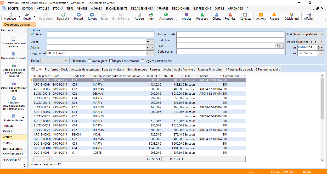 CRM : Filtre au commercial