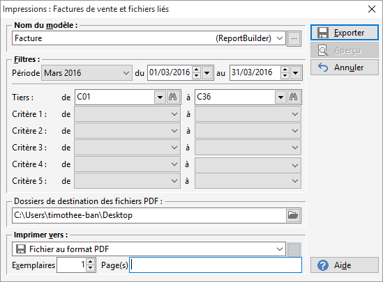 Gestimum ERP : Regroupement impression de factures