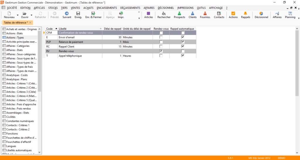 Rappel automatique des actions - Gestimum ERP